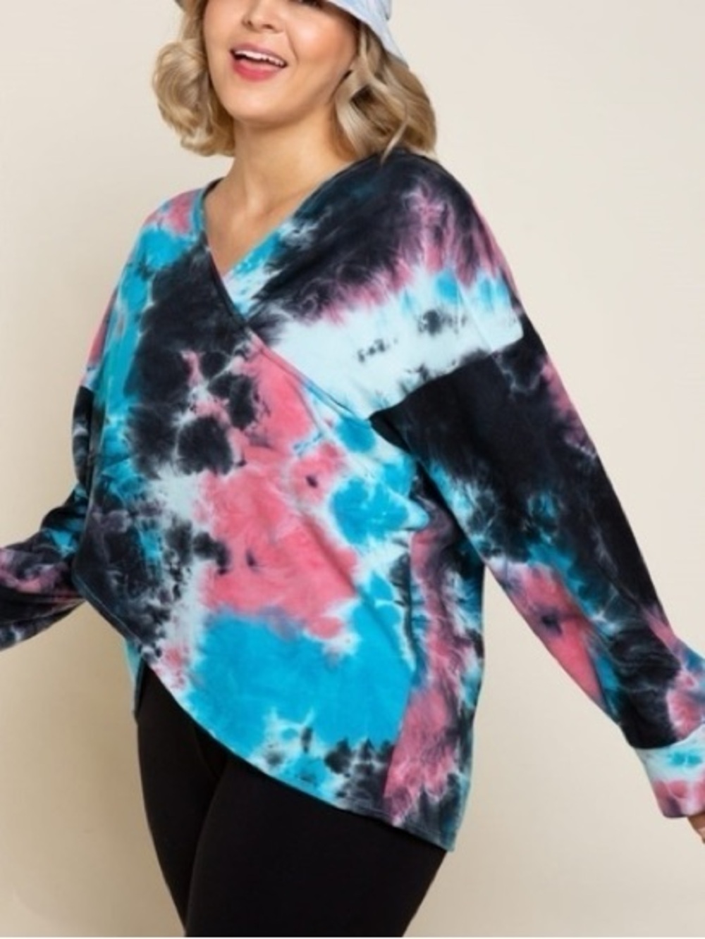 POL Epic Galaxy Overlay French Terry Sweatshirt - Tie Dye - Medium